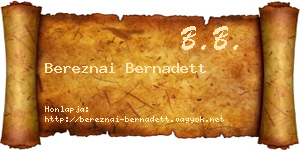 Bereznai Bernadett névjegykártya